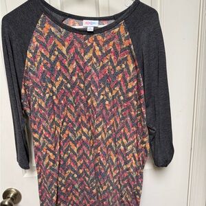 LuLaRoe Black and Pink Graphic 3/4 Sleeve Blouse